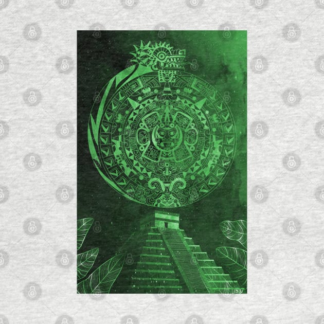 the mexican pyramids in teotihuacan green dragon aztec calendar by jorge_lebeau